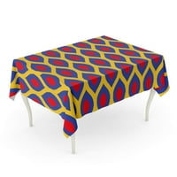 Šareni bauhaus plavi crveni i žuti poboljšani Ikat Ogee Stolcloth stol za stol za stol Početna Party Decor