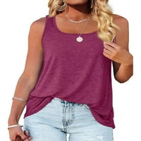 Glonme Women T majice bez rukava na vrhu pune boje Ljeto TOP odmor Slim Fit Camisole boho kvadratni vrat Purple 2xl