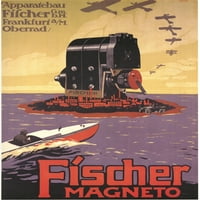 Fischer Aparatip kompanija u Frankfurtu gradi magnetos. Art by Frank Kirchbach Poster Print Frank Kirchbach