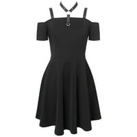Dxhmoneyh Gothic haljine za žene Vintage Off ovratnik na ramenu kratki rukav haljina za rušenje A-line