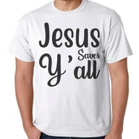 Muški Isus štedi Y'all y bijela majica srednje bijele boje