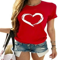 Ženski srčani tiskani majica Crew vrat kratkih rukava TEE Ljetna casual labava majica