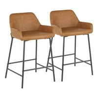 Lumisource Daniella Industrijska stolica sa fiksnom visinom u crnom metalu i kamili Fau kožu - set od