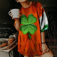 Mikilon Ženska majica St.Patricks Dan majica O-izrez kratkih rukava oblozi grafički majica ženska majica