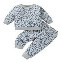 Bagilaanoe Newborn Baby Girl Long Hlače Set Leopard Print Dugi rukav Duks pulover + pantalona zabrana