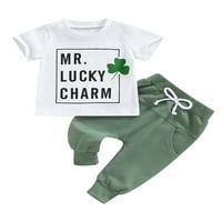 Toddler Baby Irish Festival Set odjeće, slovo djetelina Ispis majica kratkih rukava Crew Crt Majica