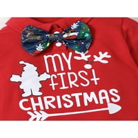 Frobukio Toddler Baby Boys Moja 1. božićna odjeća Snaps s dugih rukava ROMper + Santa Print duge hlače