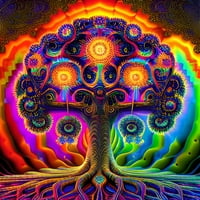 Psihodelična šuma - Psihodelično platno stablo Zidna umjetnost