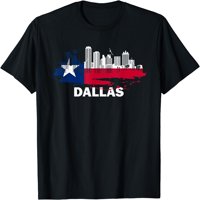 Teksasna državna zastava - Dallas Cityscape - Dallas Skyline majica Crna X-velika