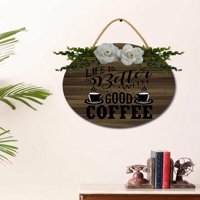 Eveokoki Life bolji sa dobrim znakom za kafu Rustikalno drvo Potpis za kavu Farmhouse Kafe bar Zidna