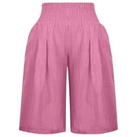 Dame Capri pantalone široke dno noge visoko struk Palazzo Pant Ljetne pantalone Ležerne ružičaste XL