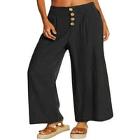 Ženske posteljine hlače Ležerne prilike sa labavim snimke visokih struka Capri Palazzo hlače pantalone