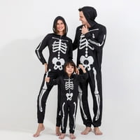 Halloween Roditelj-Child Warm Porodica Podudaranje kombinezonskog praznika Cosplay Pajamas 3D skelet