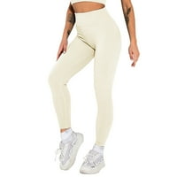 Ženska besprijekorna pletena stražnjica pune boje prozračne pantalone sa devet tona visoke elastične sportske sportske tekućine yoga hlače bijele s