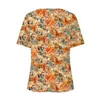 Ženske košulje Ženska moda Ležerne prilike Print V-izrez Kratki rukavi Ispisana majica Narančasta L