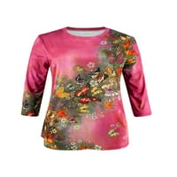 Dmagnates Ženska majica rukavša okrugla vrat Ležerni pulover Udobna mekana majica Ljeto tiskano