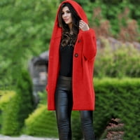 Sawvnm plus veličine kaput Ženski dugi rukav čista boja labav dugačak dugi džemper sa kapuljačom sa
