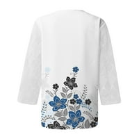 Bluze za žene Ženske ležerne vrhove V izrez Peseni ležerni vrhovi Grafički print pulover bluze Navy 4xl