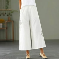 Azrijski ženski casual pantalone, plus veličine hlače za žene Ležerne ljetne elastične visoke strukske pantne džepove obrezane pantalone jeseni uštedu u proračunu na prodaju