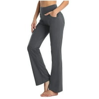 Bootcut joga hlače sa džepovima za žene visoke struk vježbati bootleg hlače Tummy Control džepovi Radne hlače za žene