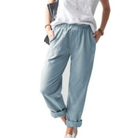 Aloohaidyvio ženske sportske pantalone, ženske ležerne džepove čvrstih boja elastične struke udobne ravne hlače