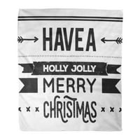 Bacajte pokrivač toplo ugodno print flanel crna Božić izreka Holly Jolly Merry i sretna nova godina