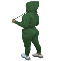 Glonme Dame Jogger set dugih rukava Dvije odjeće za vuču traka za trenerke Fitness pulover Dukserice i duksevi Dukseri Nerez Dukseri zeleni 4xl