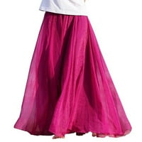 Yuehao suknje za žene Žene Elastična struka Chiffona Long Maxi haljina za plažu