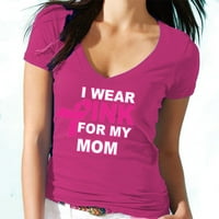 Nosite ružičastu za moju mamu V-izrez košulju podržava rak dojke TEE u boji ružičaste x-velike