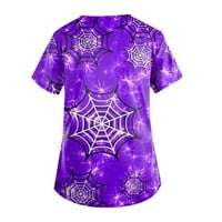 Anepal Ženski personalizirani Halloween Print Short rukavi V-izrez V-izrez Radne majice Purple 5xl