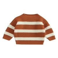 Bagilaanoe Toddler Baby Girl Boy pleteni džemper s dugim rukavima Jumper Stripe Print Visoko vrat Pulover