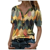 Yubnlvae majice za žene tiskane ženske ljetne kratke ovratnike vrhovi modne majice rukav V- Ženska bluza