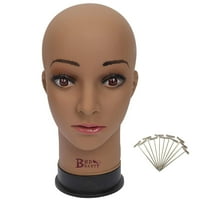 Ćelavo manequin head smeđa ženska profesionalna kozmetologija za izradu perika, prikaz perike, naočale,