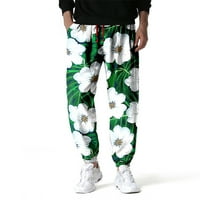 Cvjetne tiskane casual hlače labave pantalone cvjetne pantalone za muškarce zelene boje