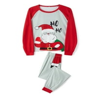 Božićna porodica Usklađivanje pidžama Set Santa Claus Print majica s dugim rukavima sa spavaonicama