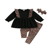 Baby Girl Tops, pantalone odijelo dugih rukava okrugla vrata Leopard košulja za tiskane ležerne ravne