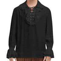 Muško gotičko vintage košulja za košulje za crtanje košulja na dugih rukava na dugih rukava ovratnik