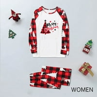Tawop Vintage Nightcown Božićne žene tiskane bluze Okrugli vrat + hlače Porodična podudaranje pidžama postavljena crvena 4