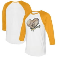 Ženska malena kauč bijela zlata San Diego Padres Banner 3-rukave Raglan majica