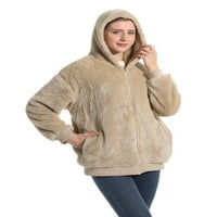 Bikopu Žene Zimska topla jakna Casual Slatka dukserica Zip Cardigan sa džepovima za salon za odjeću