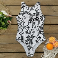 Wendunide Womens bikini setovi grafiti Sažetak Ispiši široke trake za kupaće kostime bez ikakvih vrata