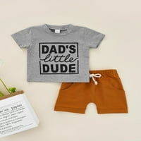 Nokpsedcb Summer Toddler Baby Boys Odjeća za odjeću Pismo osetljiva na kratkim rukavima + džep elastični