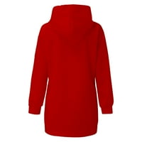 Okrugli vrat haljina za dugih rukava za žene, modni ženski print za ispis pulover džepnog kapuljača