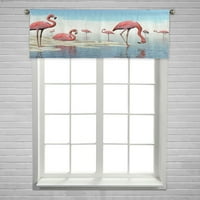 Jato ružičastih flamingosa u plaži prozor za zavjese Valance Rod Pocke