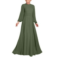 Ženske oblače ženske sandress okrugli vrat dugih rukava labava molitvu odjeću za žene zelene m