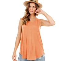 Ženska ljetna okrugla vrata Labava rukavica bez rukava Casual Tunic Tops bluza Orange + S