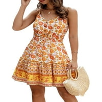MyLookk Women Summer Sandress Boho cvjetna printska plaža Mini haljina