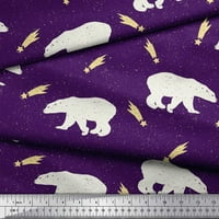 Soimoi Purple Rayon tkanina padajuća zvijezda i polarni medvjed životinjski tiskani tkaninski dvorište