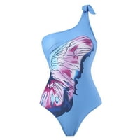 Tawop tankinis kupaći kostimi za žene žene za ispis na ramenu jednoj kostimu svijetlo plave veličine