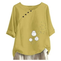 Ženske bluze Dressy casual gumb Slatka mačka Print okrugli vrat Kratki rukav T kratke majice